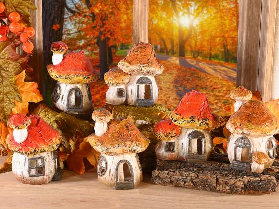 Champignon maison en résine colorée à poser sur une table