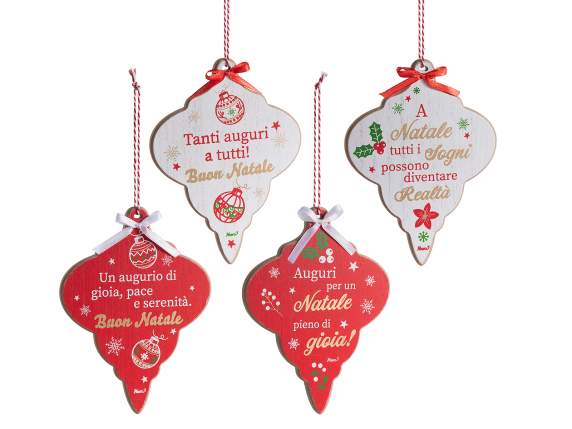 Décoration en bois avec phrases de Noël à suspendre