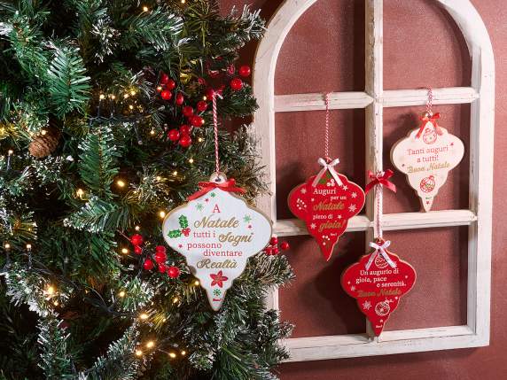 Décoration en bois avec phrases de Noël à suspendre