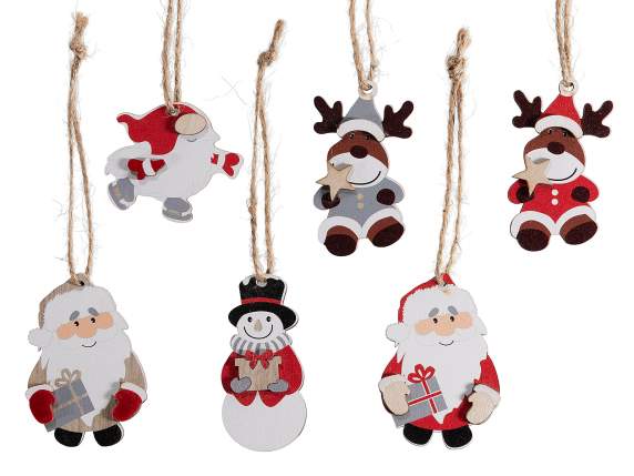 Présentoir 72 décorations de Noël en bois à suspendre