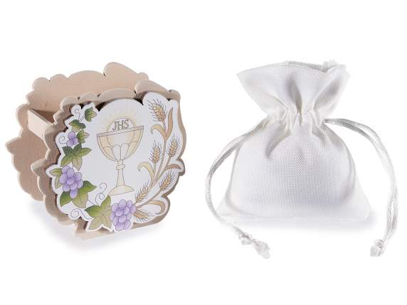 Décoration de communion en bois avec sac à cordon