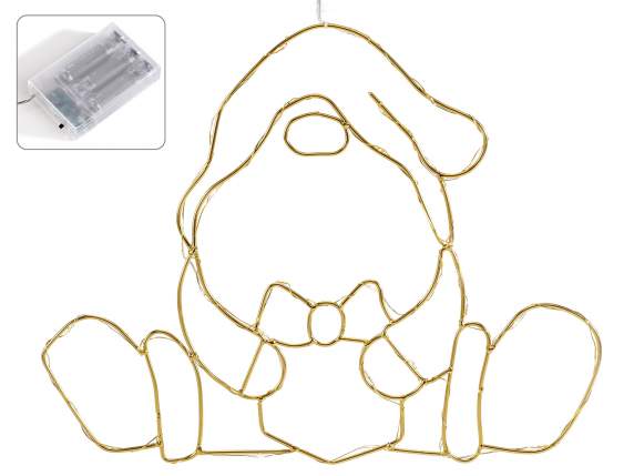 Père Noël en métal avec emballage et lumières LED