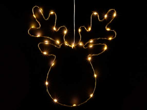 Renne en métal avec lumières LED blanc chaud à suspendre
