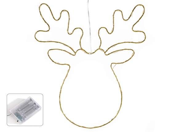 Renne en métal avec lumières LED blanc chaud à suspendre