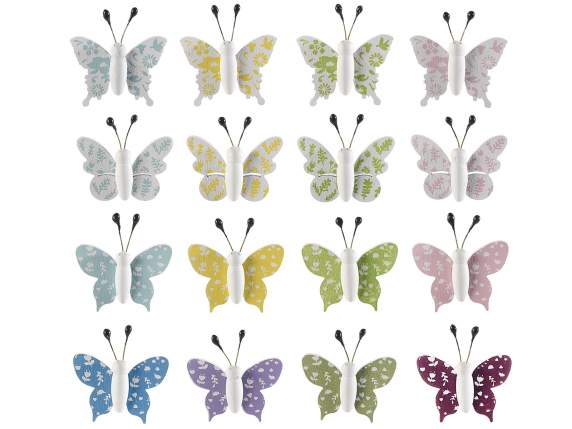 Présentoir 16 papillons en bois colorés avec autocollant