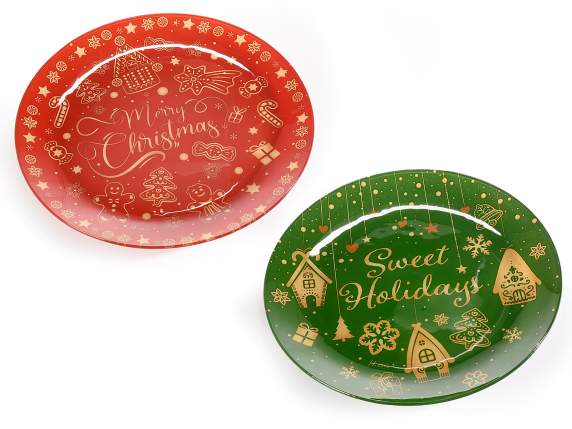 Assiette de Noël ronde en verre
