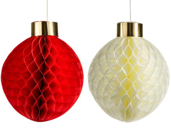 Boule de Noël décorative en papier nid dabeille à suspendre