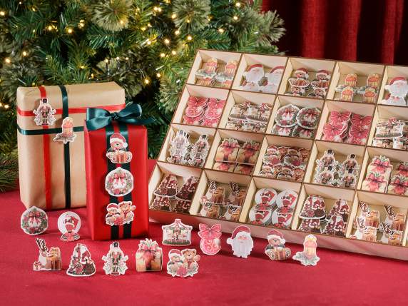 Présentoir 288 décorations de Noël en bois avec adhésif