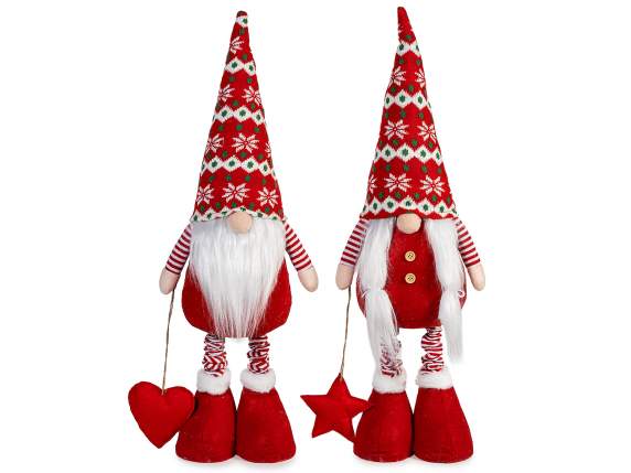 Père Noël et Mère Noël en tissu avec jambes extensibles