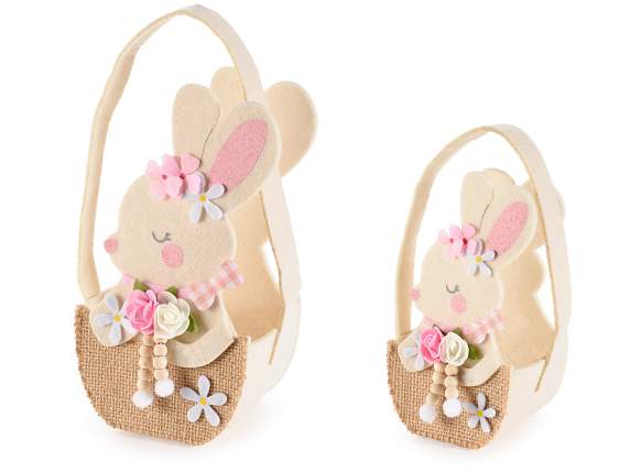 Lot de 2 sacs en tissu coloré avec décorations de Pâques