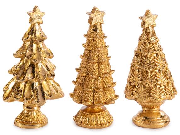 Sapin de Noël en résine dorée à poser
