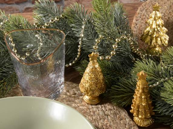 Sapin de Noël en résine dorée à poser