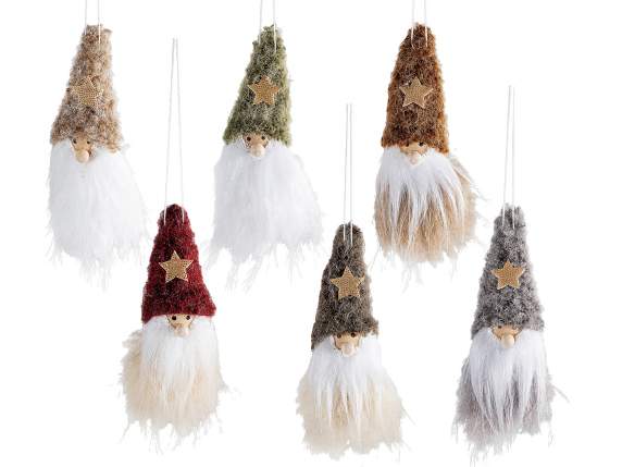 Père Noël suspendu avec un chapeau en douce fourrure écologi