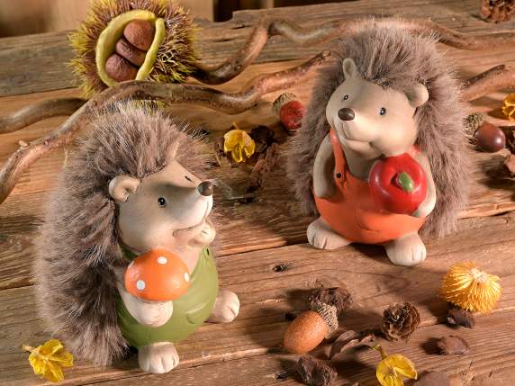 Hérisson en terre cuite aux piquants en fourrure douce