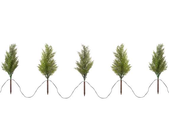 Décoration 5 arbres avec lumières LED colorées à enterrer