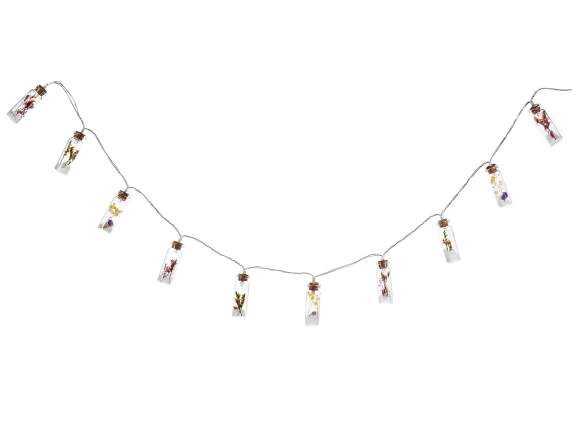 Cutie cu lanț 10 eprubete de flori uscate zăpadă lumini LED