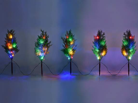 Decor 5 copaci mici cu lumini led colorate de plantat