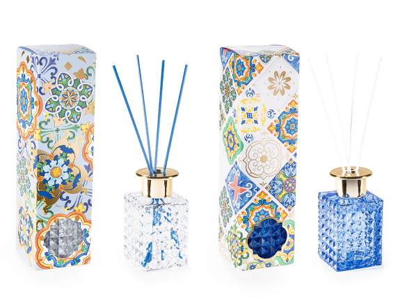 Parfumeur d’ambiance 120 ml en verre travaillé avec du bâton