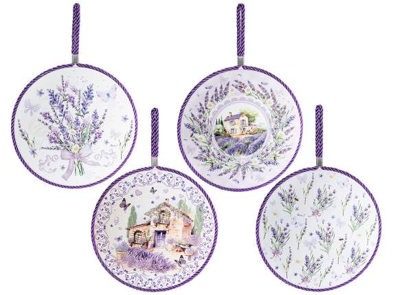 Dessous de plat céramique avec base liège et décor lavande