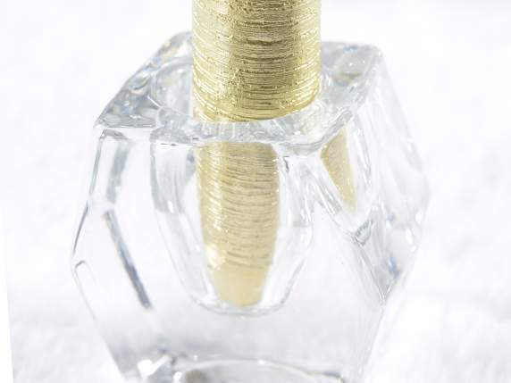 Diamond candle holder in clear glass