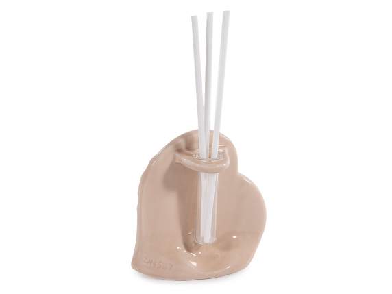 Coeur en porcelaine Arbre de vie avec tube à essai et bâton