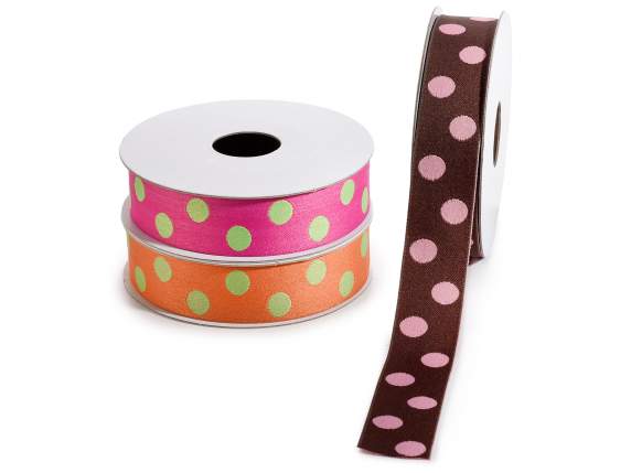 Double-faced polka dot fabric ribbon