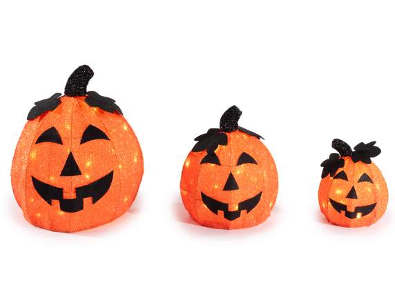 Set de 3 dovleci de Halloween stivuibili cu miez metalic