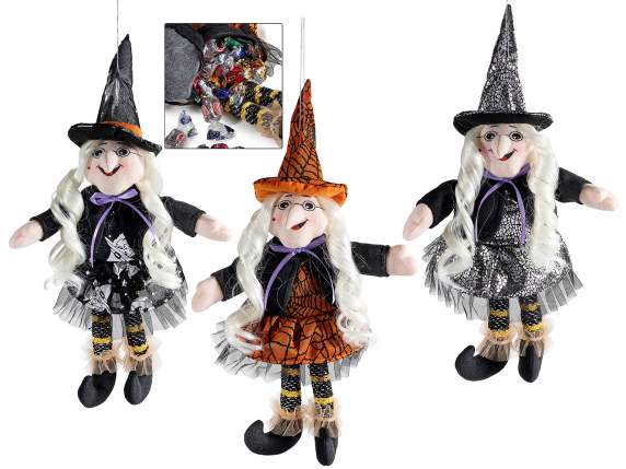 Suport de dulciuri Befana din material textil cu picioare