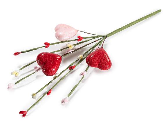 Ramita de corazones artificiales lacados