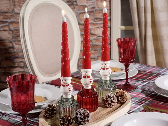 Cutie cu 2 lumanari torchon om de zapada