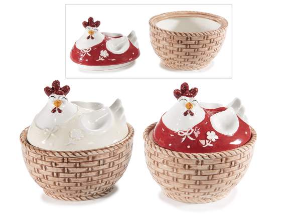 Borcan cu mâncare de pui cu coș ceramic