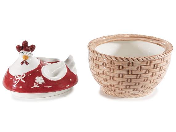 Borcan cu mâncare de pui cu coș ceramic