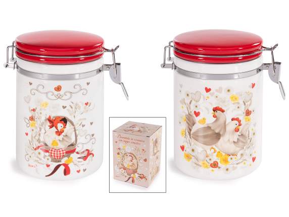 Borcan de mâncare din ceramică ermetic cu pui