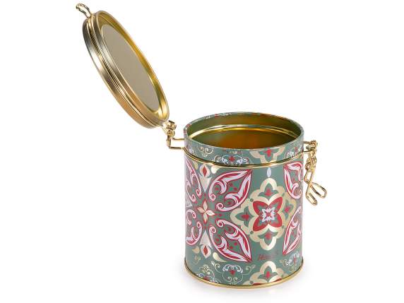 Borcan alimentar din metal maiolica cu sigiliu ermetic
