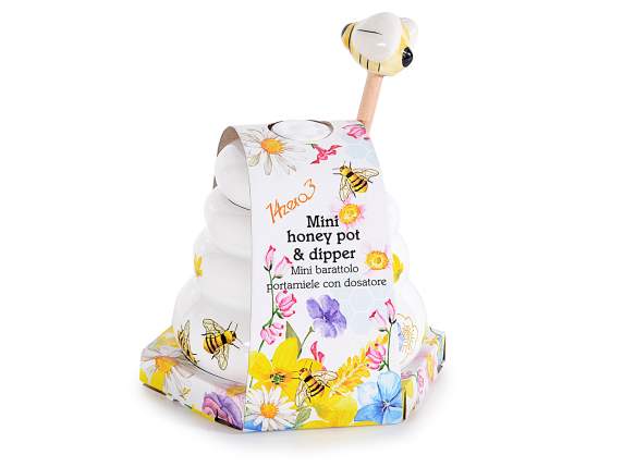 Borcan de miere din ceramica de 150ml, cusa de miere