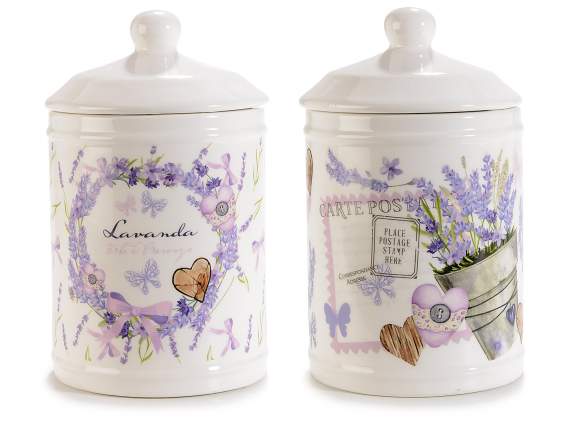 Borcan alimentar din ceramică cu tematică lavandă