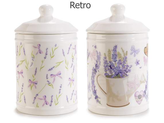Borcan alimentar din ceramică cu tematică lavandă