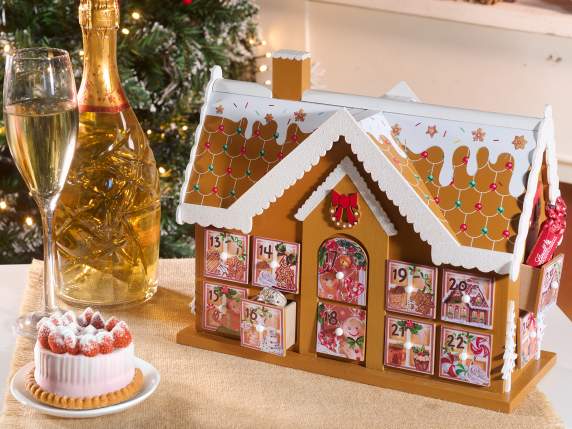 Calendar de Advent din lemn pentru casa de turtă dulce