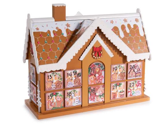 Calendar de Advent din lemn pentru casa de turtă dulce