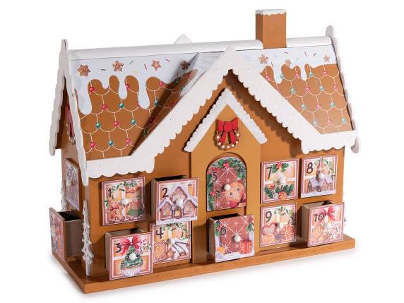 Calendar de Advent din lemn pentru casa de turtă dulce