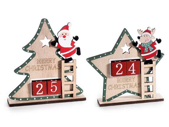 Calendar perpetuu din lemn cu caracter de Craciun