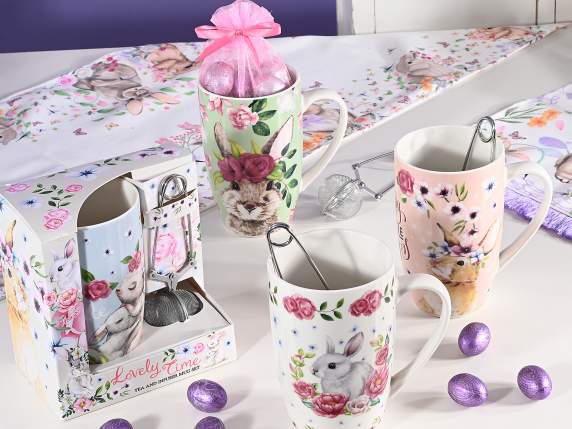 Set cana de portelan de 450ml si filtru din otel