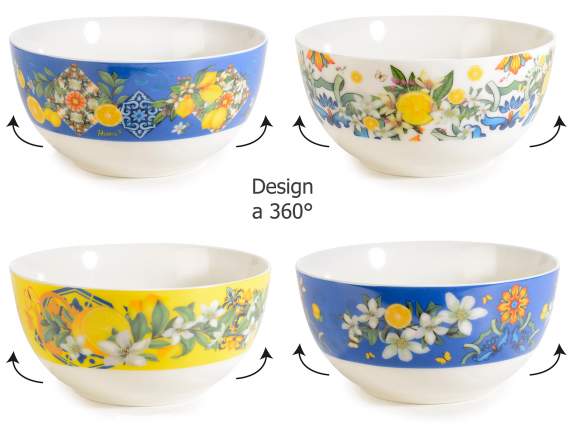 Bol de porțelan de 600 ml decorat cu lămâi