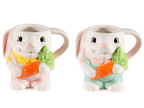 Cana din ceramica iepuras 350ml cu decoratiuni in relief