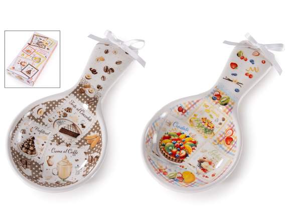 Suport lingura ceramica cu funda si imprimeu dulciuri