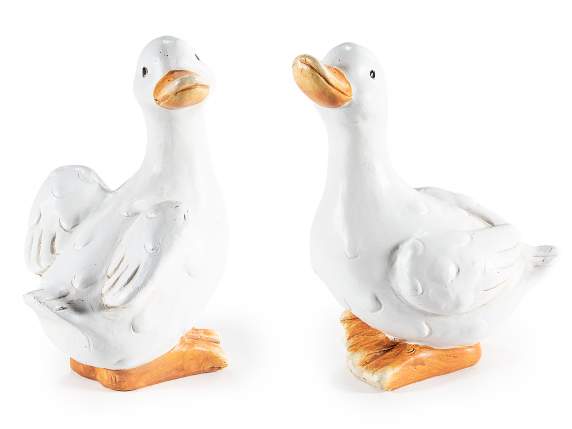 Rață din ceramică cu fundă din țesătură cu carouri