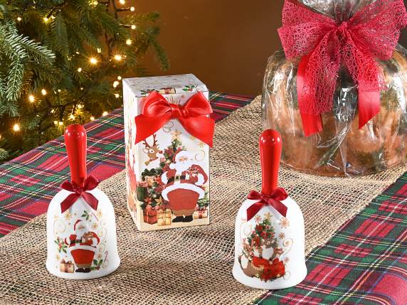 Clopot de Craciun din ceramica cu fundita