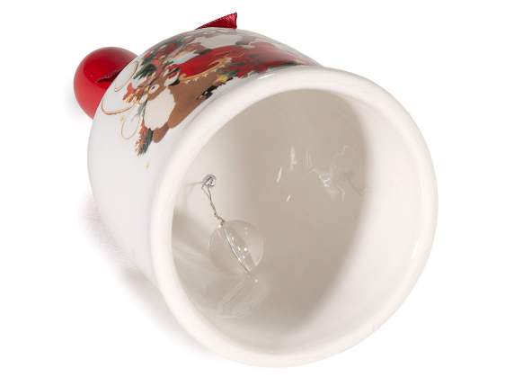 Clopot de Craciun din ceramica cu fundita