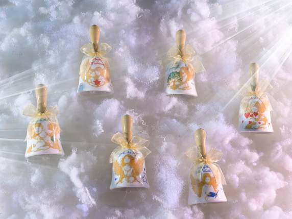 Clopot ceramic cu înger, scris și fundă