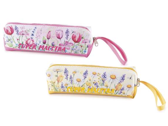 Toc de creion din material textil cu imprimeu floral, cu scr